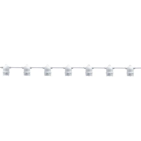 Trade Shop - Helle Kette mit 15 Lampenhalter E27 Verlängerbare dekorative Lichter IP54 P01-S01-15 -      Weiß