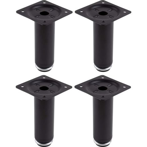 Piedini regolabili per mobili (4x) – Acciaio nero opaco – Base rotonda Ø30mm – Altezza 100mm – Regolabili fino a +13mm – Portata 20-25kg – Avvitabili (1/2)