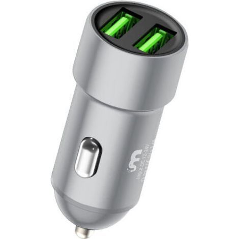 Chargeur pour électroportatif Chargeur de voiture Chargeur de voiture en métal USB double port (Argent) (1/4)