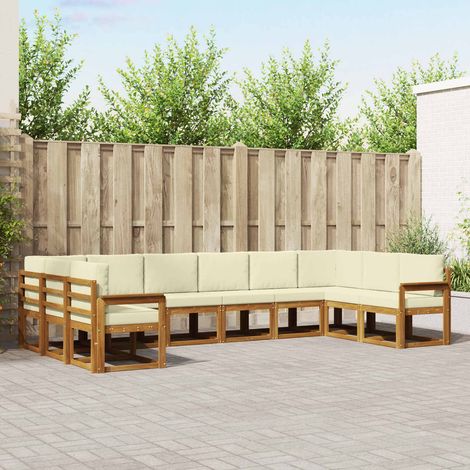 Outdoor-Sofagarnitur mit Kissen 10 pcs Natur und Creme (1/5)