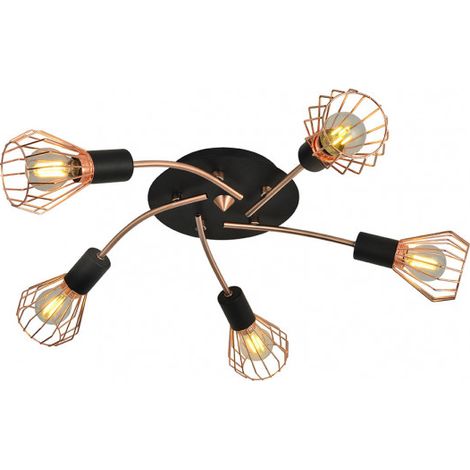 Lampada da soffitto San Pietroburgo 5xe14 nero/rame 15x55x55 cm