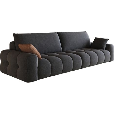 CHICFURN Canapé modulaire 260 cm en velours gris foncé, sofa sans montage à assise profonde avec méridienne réversible, idéal pour salon, chambre et appartement (1/5)