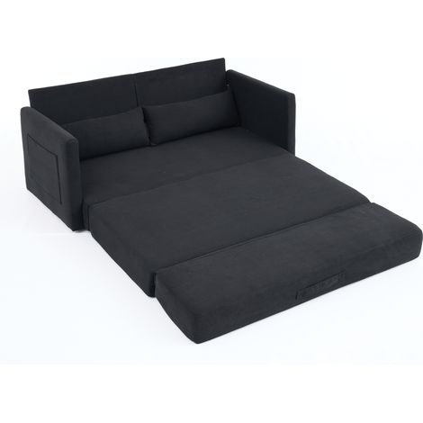 Divano letto pieghevole 2 posti in tessuto corda nero 165 x 92 x 82 cm MODENUIT (1/5)