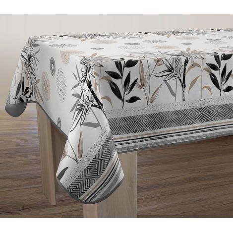 Stevia-Tischdecke, fleckenabweisend – Rechteckig, 150 x 300 cm, Schwarz, Beige, Grau, Ecru (1/5)
