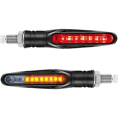 Clignotants + Veilleuse rouge LED défilant Moto Barre séquentielle PM12LED-RED