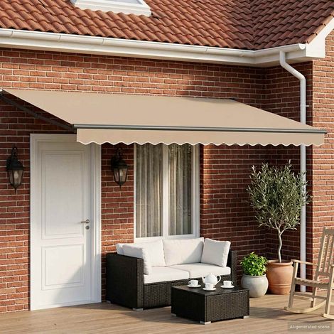 Toldo Retráctil Eléctrico Beige 4 x 3 m