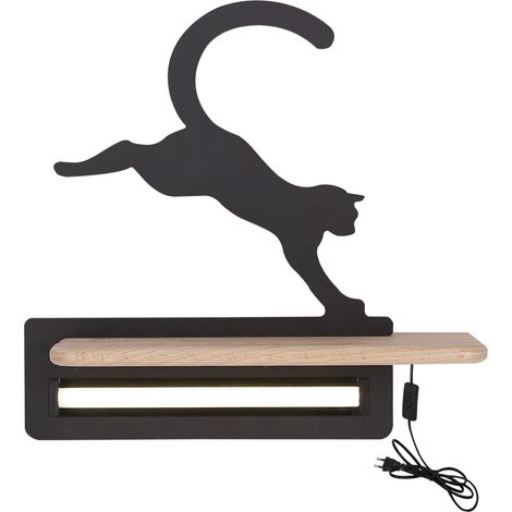 Applique murale Candellux CAT noir/bois LED 5W 4000K (1/3)