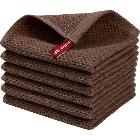 Pack of 6 pure cotton kitchen towels with hooks, easy to wash, super absorbent, quick drying and lint-free (1/5)