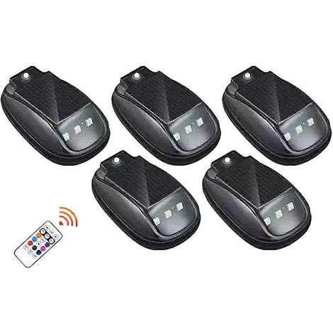 Feux stroboscopiques RGB solaires pour toit de voiture 2026, étanches, 8 couleurs, télécommande, LED sans fil (1/5)