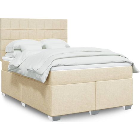 Boxspringbett mit Matratze Creme 160x200 cm Stoff