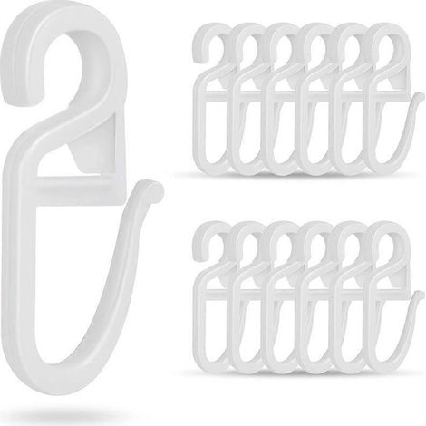 Lot de 100 crochets de rideau en plastique blanc, pour rideaux de porte et de douche. (1/5)
