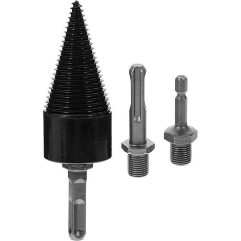 Foret à Bois Fendeur de Bûches 4 Pièces Noir 42 Mm Acier pour Perceuse Électrique Usage Extérieur Jardin Fente Rapide Résistance aux Vibrations Longue Durée (1/5)