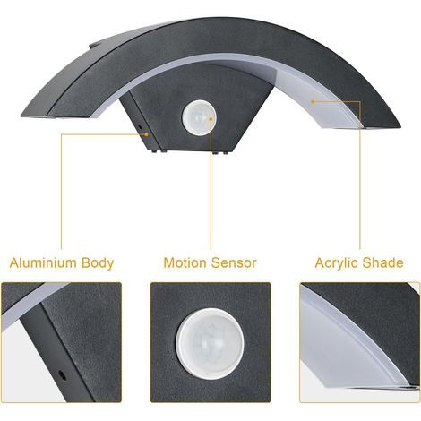24W Applique Exterieur/Intérieur LED avec Détecteur de Mouvement, 1 Pack Lampe Murale Exterieur Étanche IP65, Spot LED Extérieur pour Jardin, Garage, Patio, Blanc Chaud 3000K (1/5)