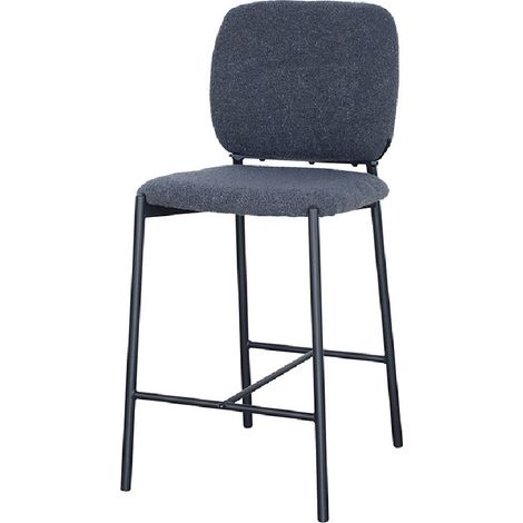Sedia da bancone RITA - Tessuto grigio scuro - Piedi in metallo nero - Altezza 99 cm - Stile design/industriale