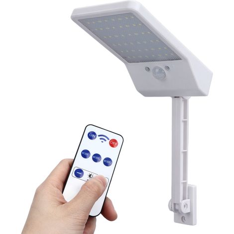 Applique solare Riuulity con telecomando, lampada da esterno in acrilico per recinzione, applique da parete con sensore di movimento e telecomando (guscio bianco) (1/5)