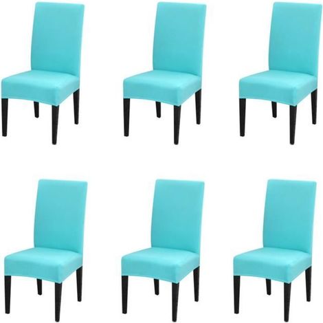 Housses de chaise -  - 6 pièces - Bleu clair - Déhoussable - Lavable (1/4)