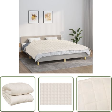 The Living Store Couverture lestée Crème clair 155x220 cm 7 kg Tissu - Couverture Lestée - Couverture Poids - Literie - Sommeil Profond - Relaxation (1/5)