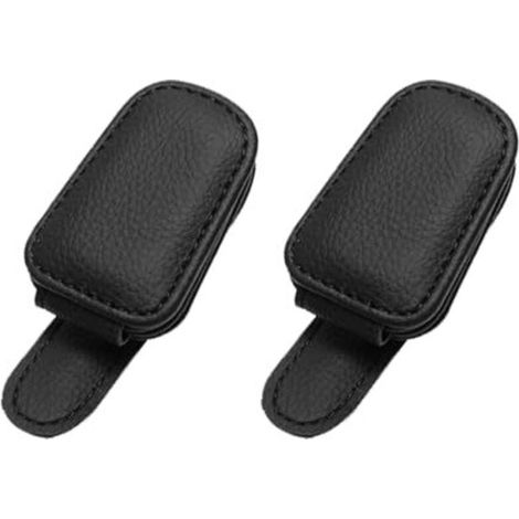 Portaocchiali da auto magnetico universale in pelle nera – 2 pezzi