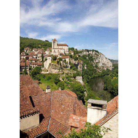 Tableau sur toile Saint-Cirq-Lapopie 100x140 cm - Impression sur Toile Murale Décorative - Image imprimée en HD sur Toile - Toile sur Châssis en Bois FSC - Fabriqué en France (1/5)