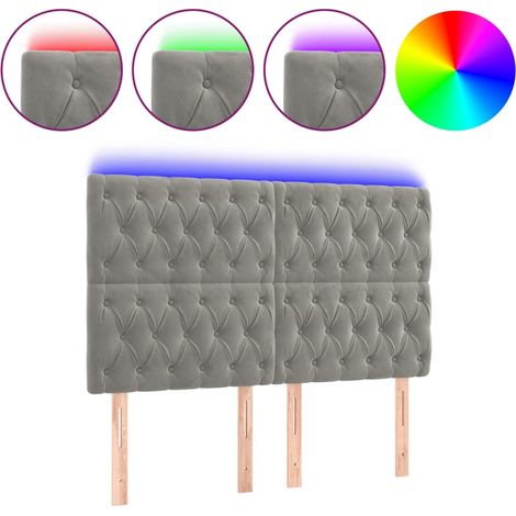 Maison Exclusive - Testiera a LED Grigio Chiaro 144x7x118/128 cm in Velluto