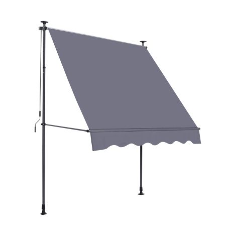 Gelenkarmmarkise Klemmmarkise 300 X 120 cm, höhenverstellbarer Sonnenschutz, Balkonmarkise ohne Bohren, Balkonmarkise mit Handkurbel, UV-Schutz, Gelenkarmmarkise für Außenbereiche (Grau)