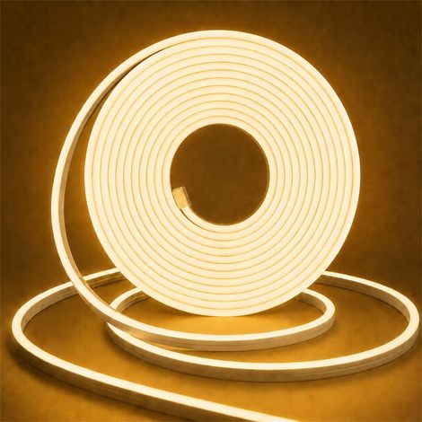 Bandeau LED COB 220V, 1 M Dimmable Bande LED Blanche Chaud 3000K, IP65 Étanche Flexible Strip, Bandes à LED Strip Ruban avec Alimentation, pour DIY Chambre, Cuisine, Exterieur Maison Décoration (1/5)