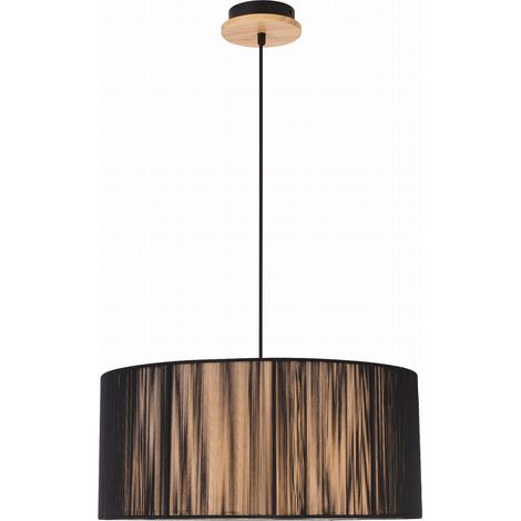 Suspension Candellux Kioto noire bois tissu Ø45 3xE27 (1/2)