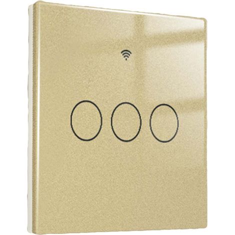 Interruttore Wifi Da Parete 86X86 Pannello Touch 3 Tasti Colore Oro WiFi + RF 433 Compatibile con Amazon Alexa e Google Home (1/3)
