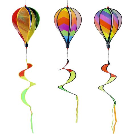 Lot de 3 Éoliennes Décoratives 110 cm, Montgolfières Décoratives pour Intérieur/Extérieur (1/5)