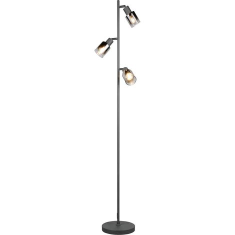 [GEBRAUCHT] B-Ware Reality Stehleuchte Stehlampe Cadiz Schwarz Rauchgrau Metall Glas Schalter Kabel