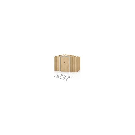 COSTWAY Casetta da Giardino, Capanni Porta Attrezzi da Esterno, con Porte Scorrevoli, Maniglie, Sfoghi e Tettoia, in Lamiera di Acciaio e Lamiera Zincata (259 x 196 x 184 cm) (1/5)