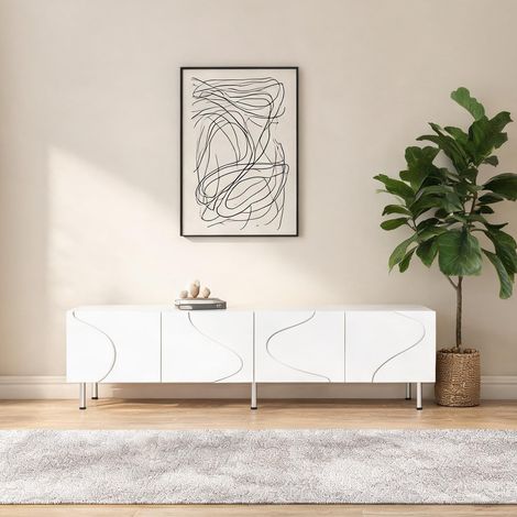 Meuble TV 170 cm avec portes coulissantes et rangements (1/5)