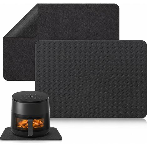 2 PCS Tapis Ignifuge, 44X30cm, Tapis Protection Air Fryer, Silicone Et Feutre Anti-Chaleur 300°C, Semelle Antidérapante pour Plan De Travail, Four, Micro-Ondes, Machine À Café Et Cuisine (1/5)