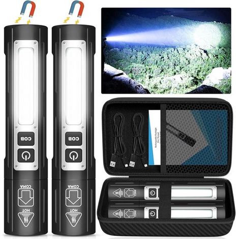 Torce ricaricabili ad alta intensità luminosa. Piccola torcia magnetica super luminosa con 8 livelli di luminosità, torcia tattica a LED. (1/5)