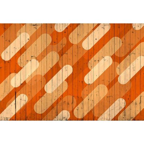 Papier peint panoramique imitation bois Tapisserie panoramique orange et beige pour bureau Papiers peints panoramiques parfait pour style rétro (1/3)