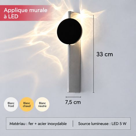 Applique Murale Ondulation d'Eau LED 2W Modèle A Tout Chromé Simple Tête Lumière Blanche 420 g Inox Déco Filaire – Livraison gratuite