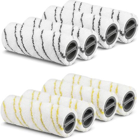 8 Rollers for Karcher FC7 FC5 FC3D FC3, Roller for Karcher, Spare Rollers, Cleaning Brushes Accessory Replacement Rollers 2.055-006.0 and 2.055-006.0 (Yellow and Grey) (1/5)