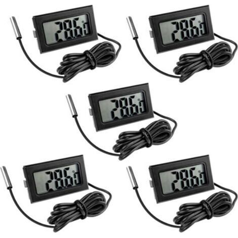 5 Pièces Thermomètre Frigo Digital, Sonde Temperature Numérique avec Écran LCD, Thermomètre Température avec Sonde de Température Capteur Testeur pour Réfrigérateur Congélateur Aquarium