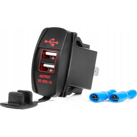 Caricabatterie da auto con prese USB 2x USB 12V 24V amio-04228 (1/5)