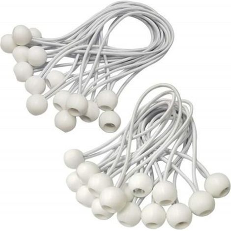 Tenditori elastici - ZGEER - 30 pezzi - Bianchi - per striscioni, teloni, padiglioni, tende (1/4)