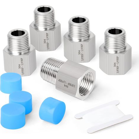 2 pièces 3/8 "femelle BSP x 1/4" mâle filetage forgé en acier inoxydable réducteur connecteur hexagonal SUS 304 raccords de tuyauterie - F 1/4 M (1/5)