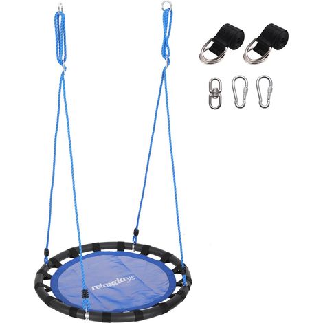 Balançoire nid ronde de 80 cm avec sangles et mousquetons