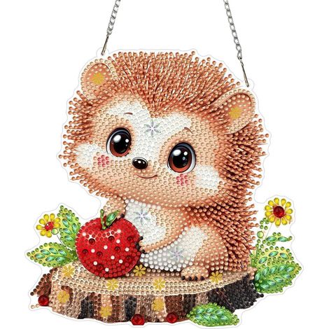 5D Diamond Painting Anhänger Igel mit Kette für Fenster & Garten