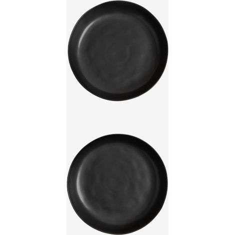 SKLUM 2er-Pack tiefe Teller aus Steingut Belvere Schwarz                                  