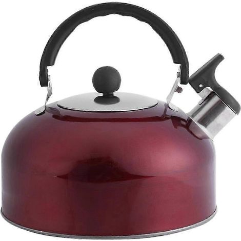 Bouilloire à café/théière rouge en acier inoxydable 25-26 3L avec sifflet et grand bec verseur (1/4)