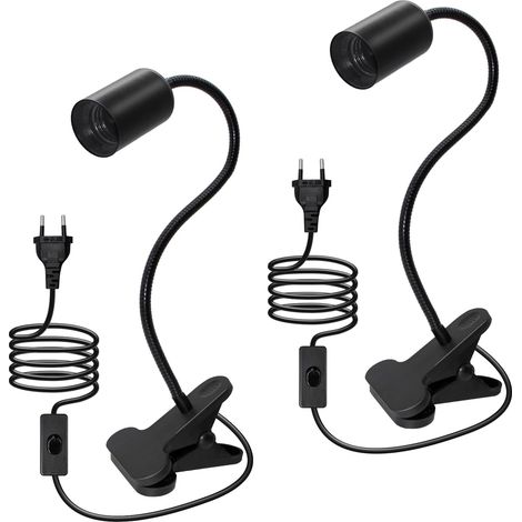 Lampe à Pince E27, 240CM Cable, 35CM Longueur 360°Flexible Col de Cygne, Douille E27, Lampes de Chevet avec Interrupteur (1/5)