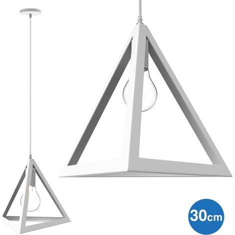 Lampadario Lampada Sospensione Piramide 30cm Design Moderno Paralume Bianco (1/4)