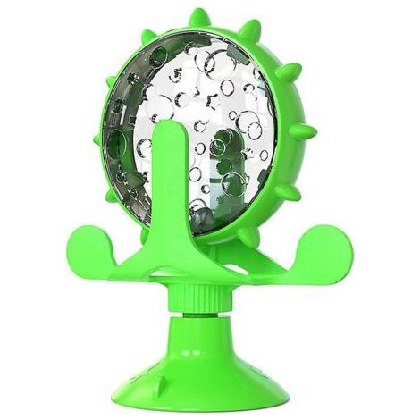 BUNTHAUS Fuite de nourriture pour chiens, moulin à vent interactif, jouet rotatif pour petits chiens, plateau tournant, gamelle pour ingestion lente, fourniture pour animaux de compagnie, vert (1/5)