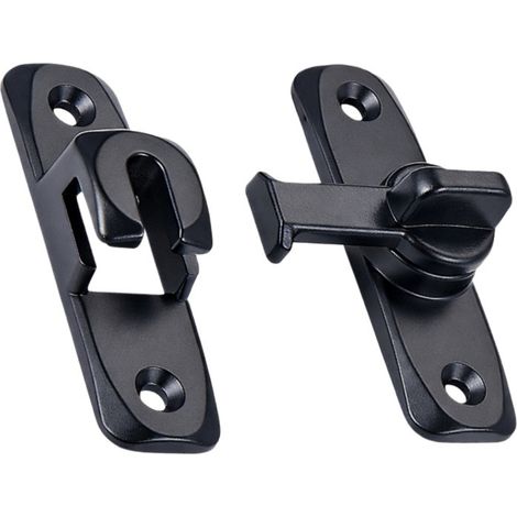 Loquet à boulon noir, 8 x 5 cm, 1 pièce Serrure de porte, aucun perçage nécessaire, loquet à boulon monté en surface Alliage d'aluminium (1/5)