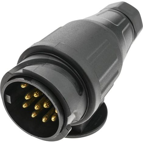 Prise de remorque 13 Broches mâle, fiche connecteur d'attelage de remorquage 13 pôles 12v Universel – Noir (1/5)